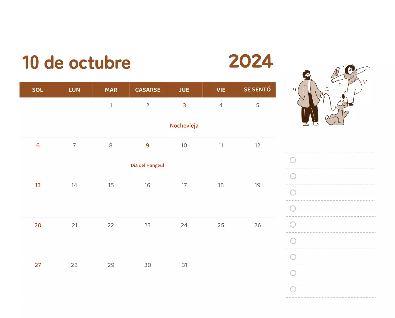 Un calendario con ilustraciones llenas de color y emoción