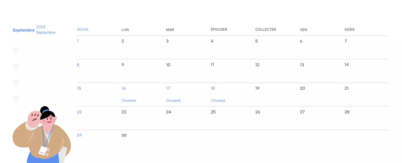 Calendrier de motivation avec des illustrations énergiques et des citations positives sur un fond bleu clair