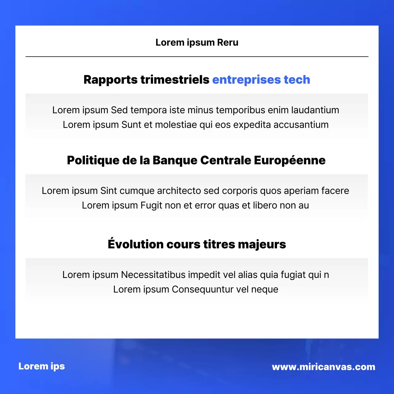 Un simple rapport boursier en bleu