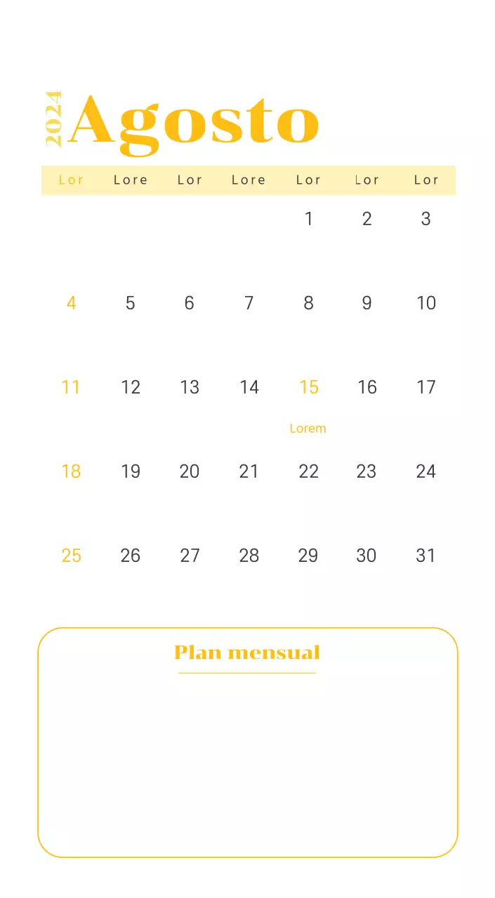 Calendario con ilustraciones juveniles sobre fondo amarillo y verde