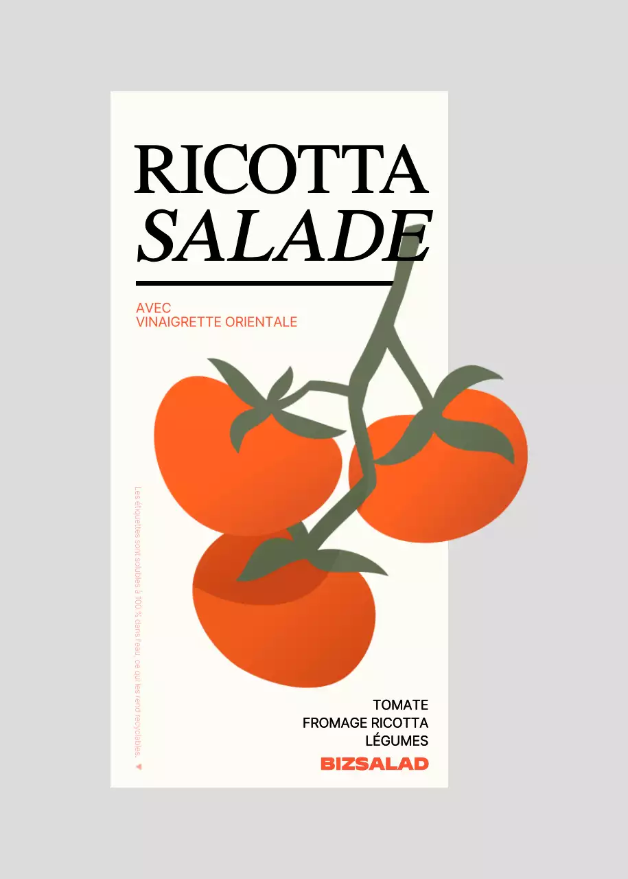 Étiquettes de salade avec illustrations de légumes verts et rouges