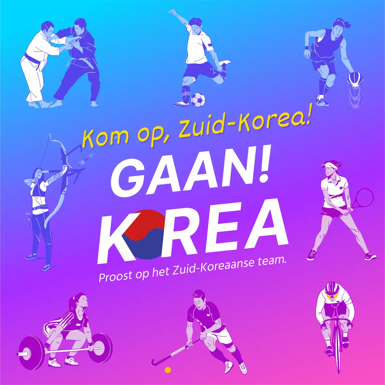 Post een blauw en roze pop-art juichbericht