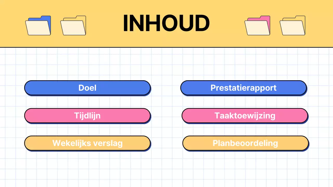 Trendy marketingnotulenrapport in geel en wit