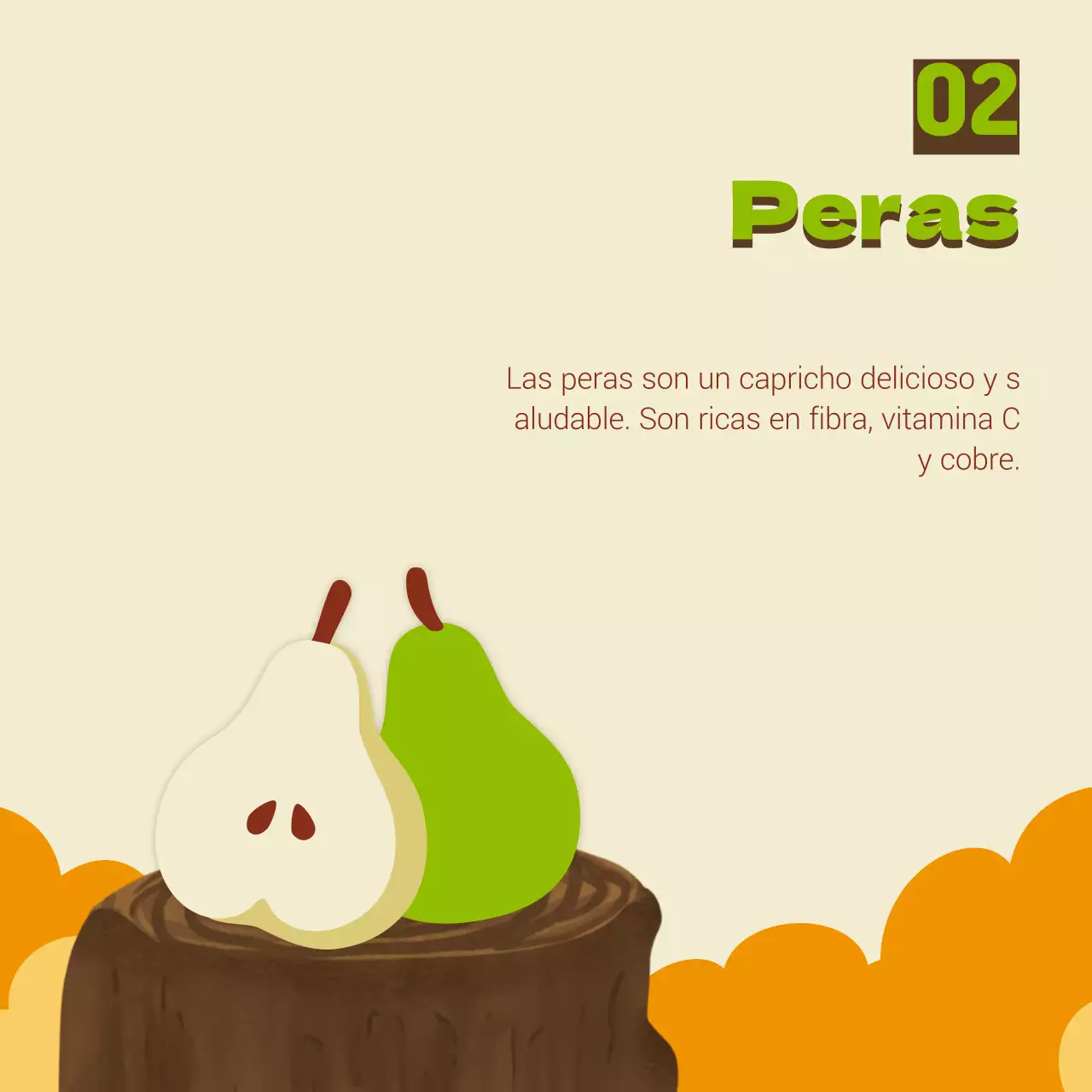 Beige y naranja sencillos para promocionar la fruta de temporada