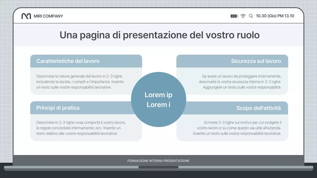 Semplice presentazione di formazione interna in azzurro e grigio