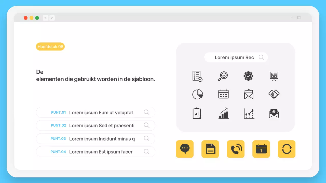 Eenvoudig browserframe in lichtblauw Bedrijfsprofiel