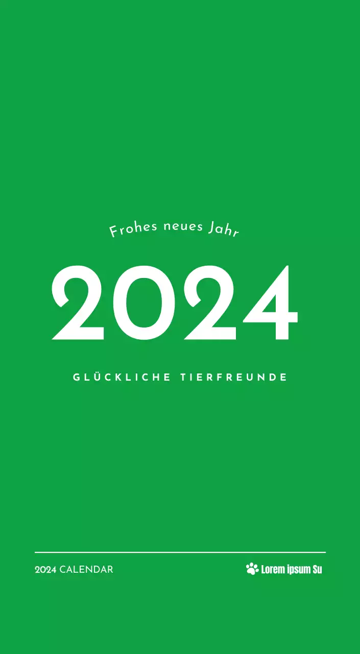 Ein Kalender mit einem Bild eines Welpen und einer niedlichen Botschaft in grünen Akzenten