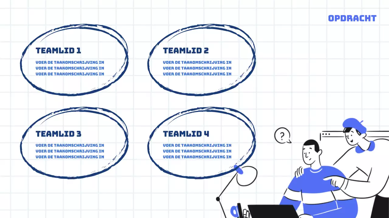 Trendy verslag van de marketingvergadering in wit en lichtblauw