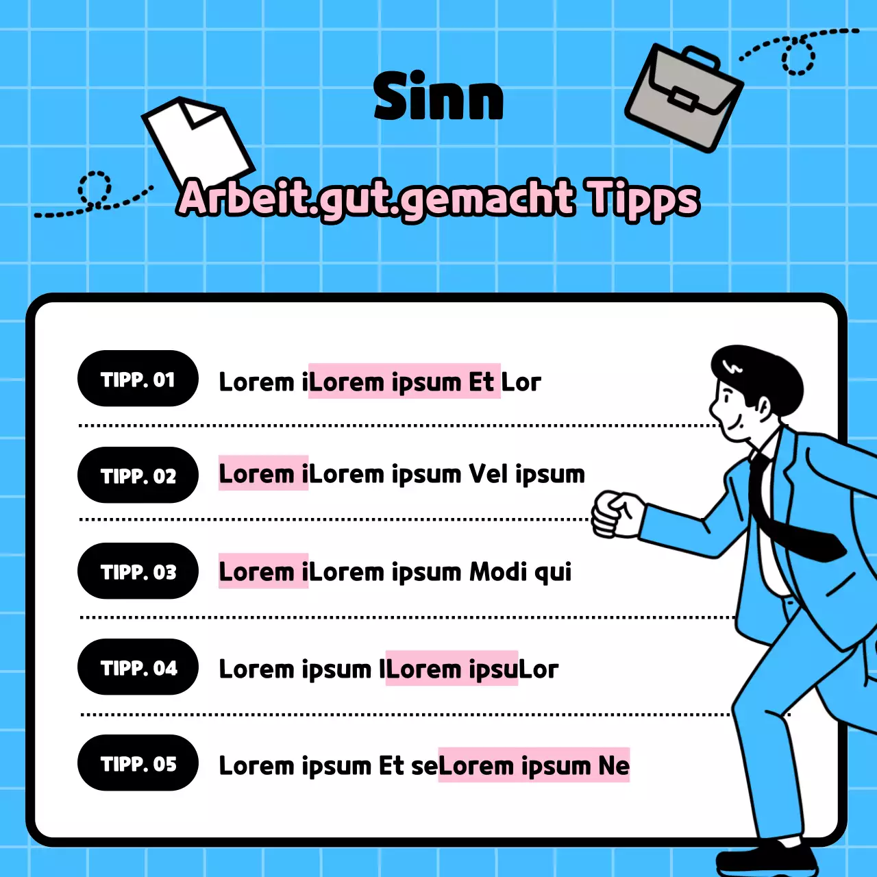 Kitschige Arbeitsplatzschulung mit hellblauem Hintergrund