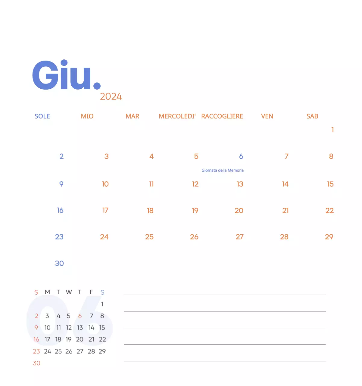 Calendario di lavoro con splendide illustrazioni