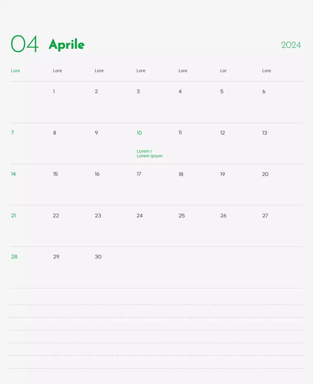 Un calendario con l'immagine di un cucciolo e un simpatico messaggio in verde.