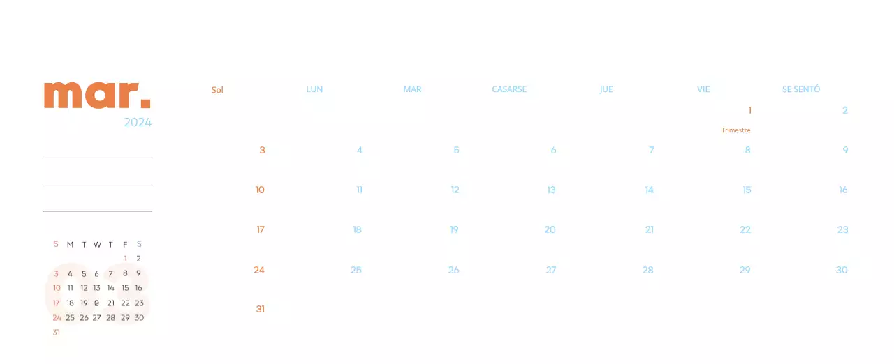 Calendario laboral con bellas ilustraciones