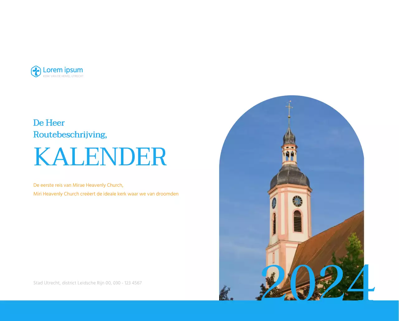 Blauw modern concept kerkkalender
