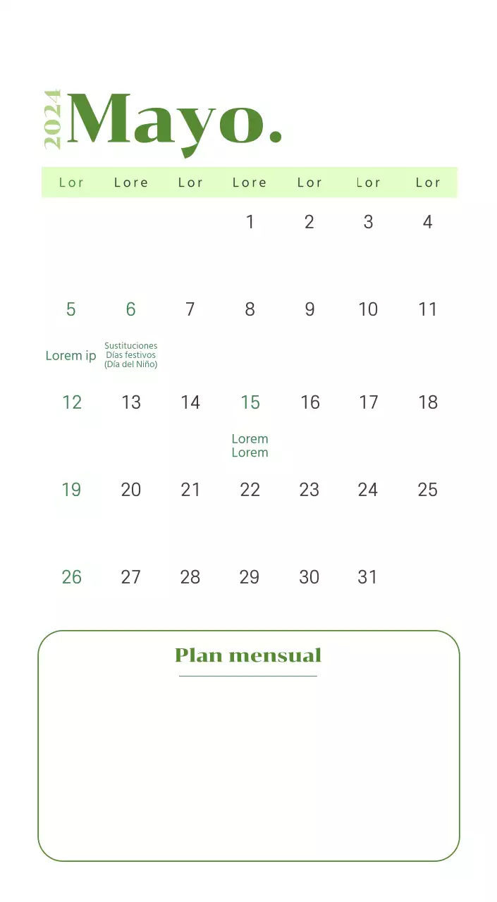 Calendario con ilustraciones juveniles sobre fondo amarillo y verde