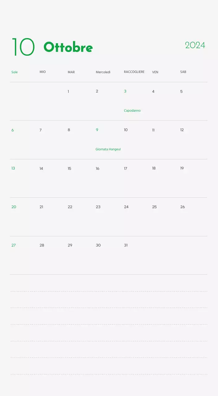 Un calendario con l'immagine di un cucciolo e un simpatico messaggio in verde.