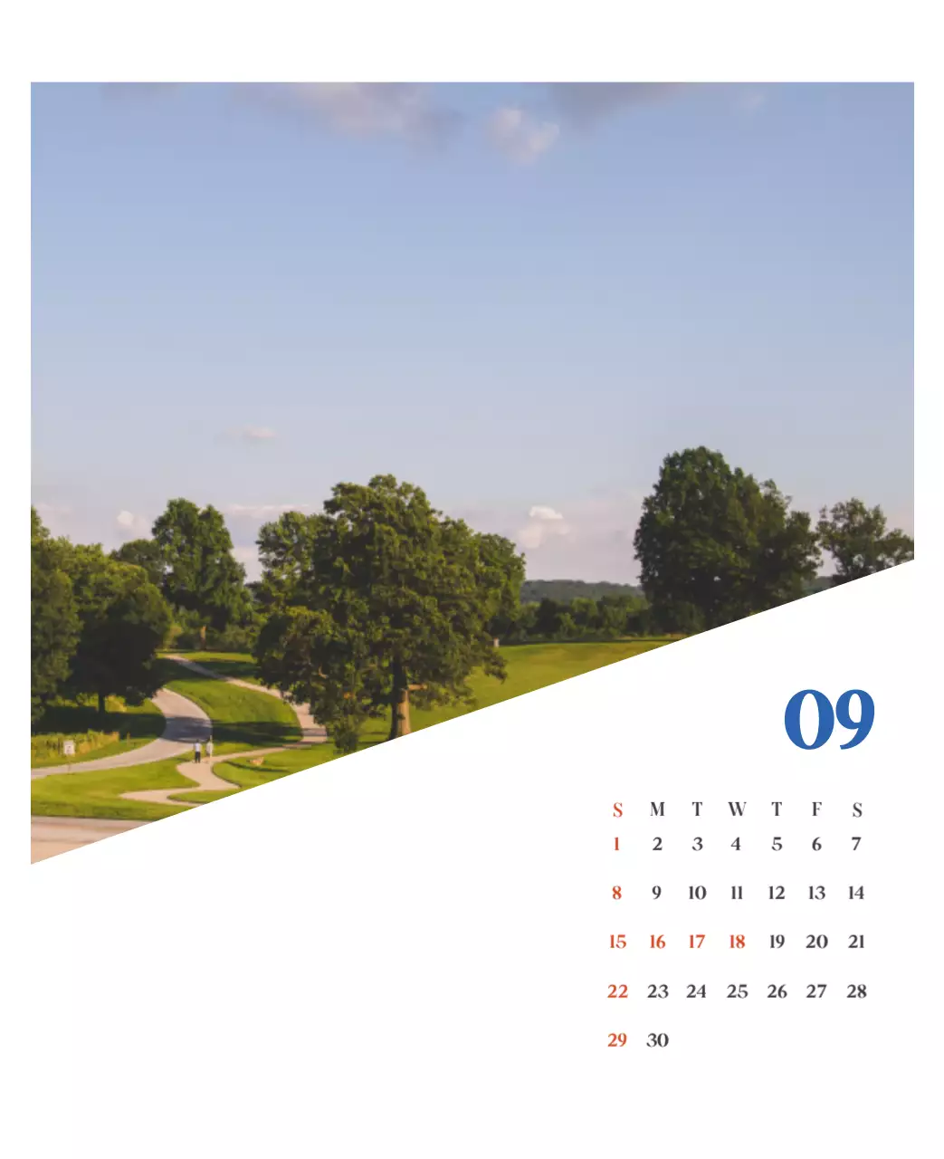 Calendrier hospitalier avec photos de paysages saisonniers