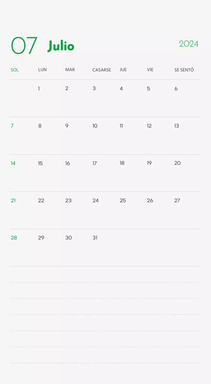 Un calendario con la imagen de un cachorro y un bonito mensaje en tonos verdes.