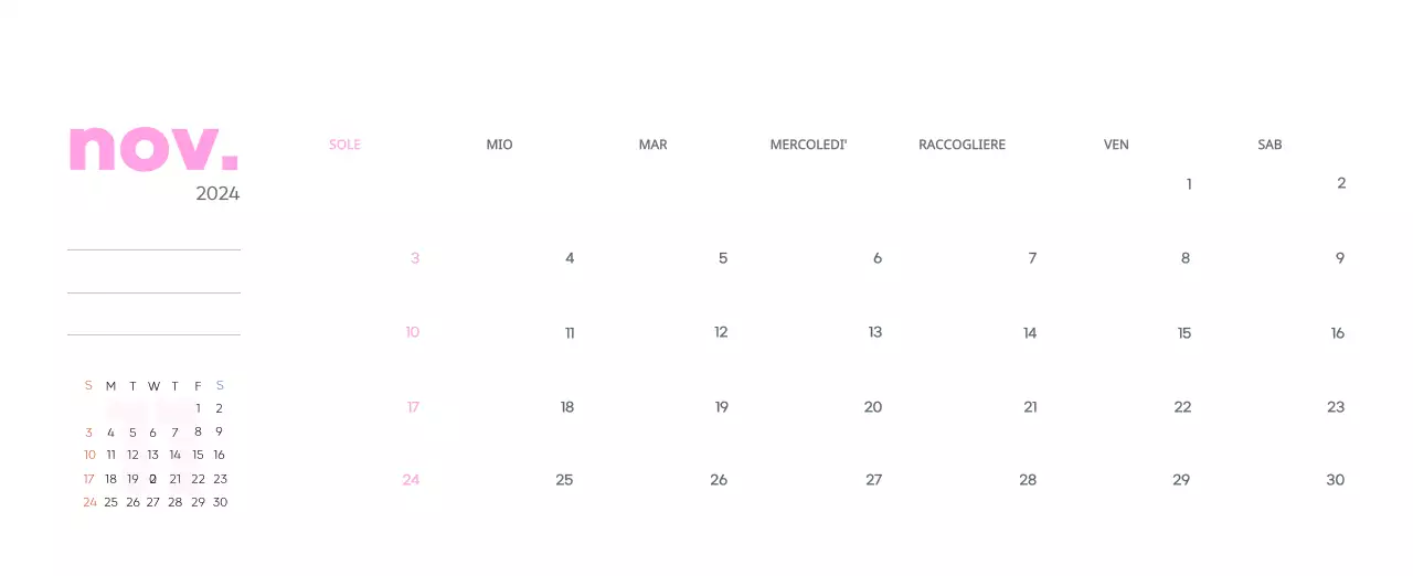 Calendario di lavoro con splendide illustrazioni