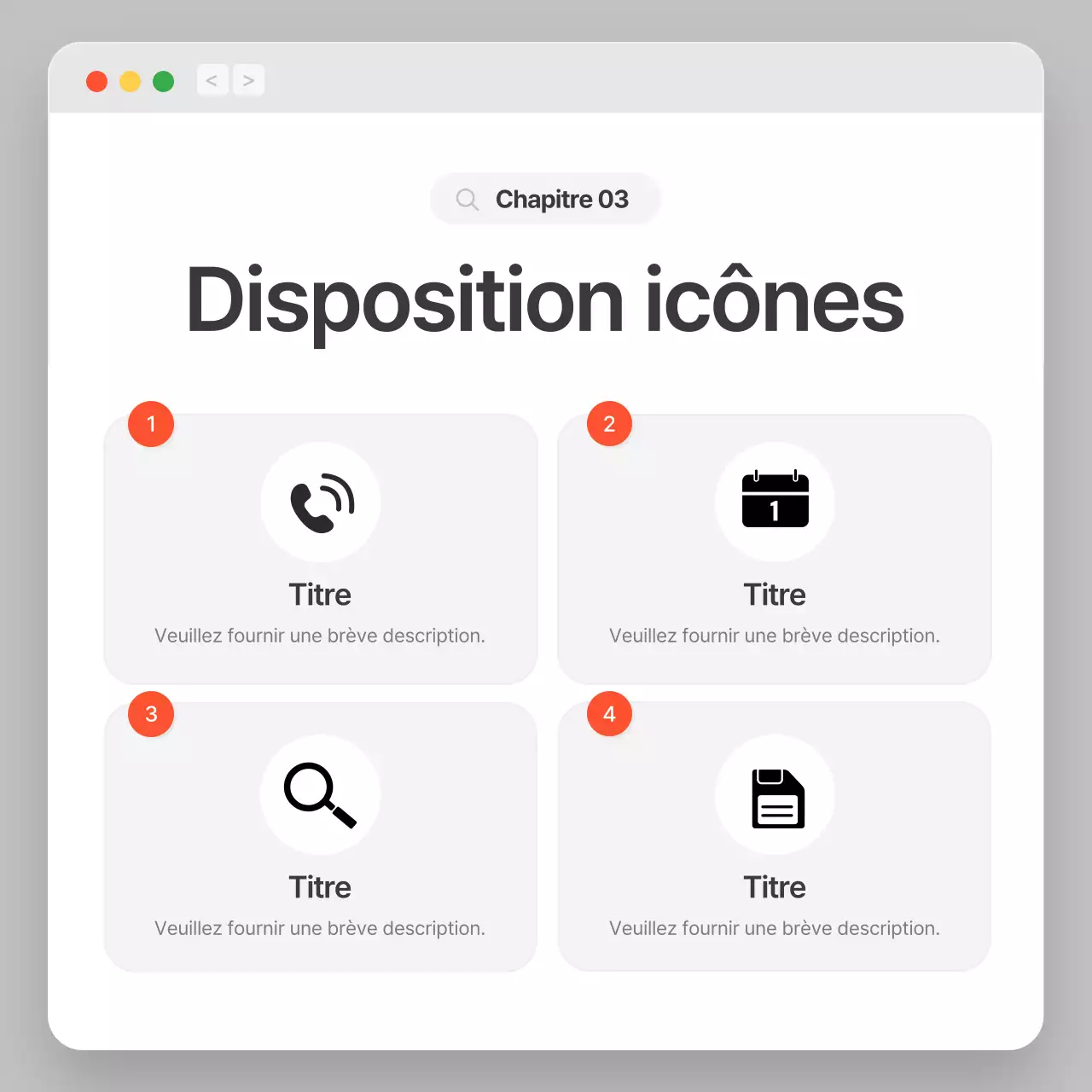 Profil d'entreprise avec un concept de navigation simple en gris et blanc