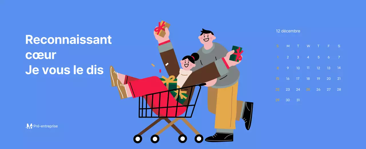 Calendrier de motivation avec des illustrations énergiques et des citations positives sur un fond bleu clair