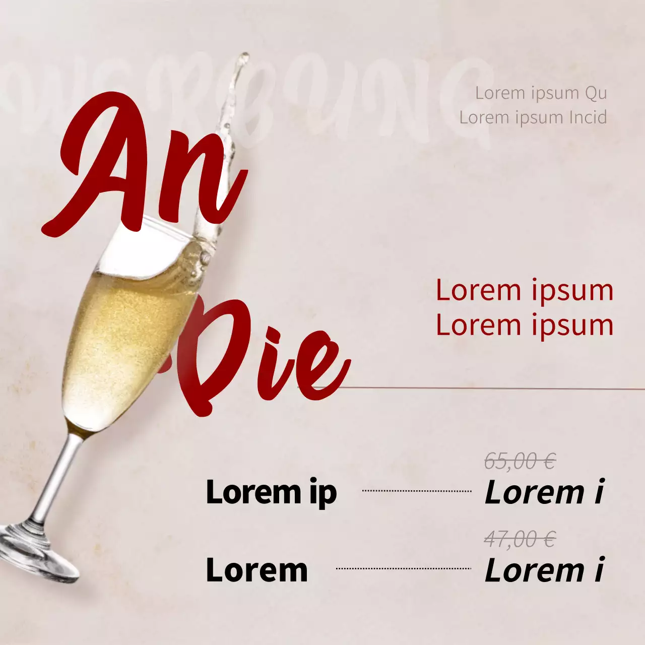 Werbung für eine einfache Weinhandlung in Beige