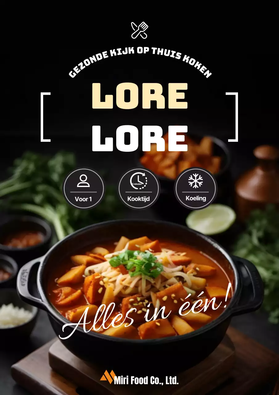 Klassieke alles-in-één maaltijdkit advertentie in zwart