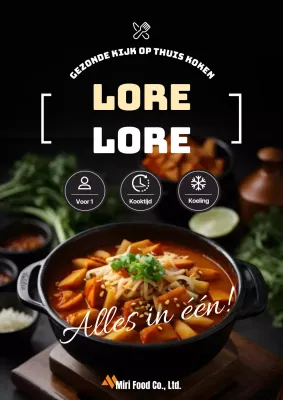 Klassieke alles-in-één maaltijdkit advertentie in zwart