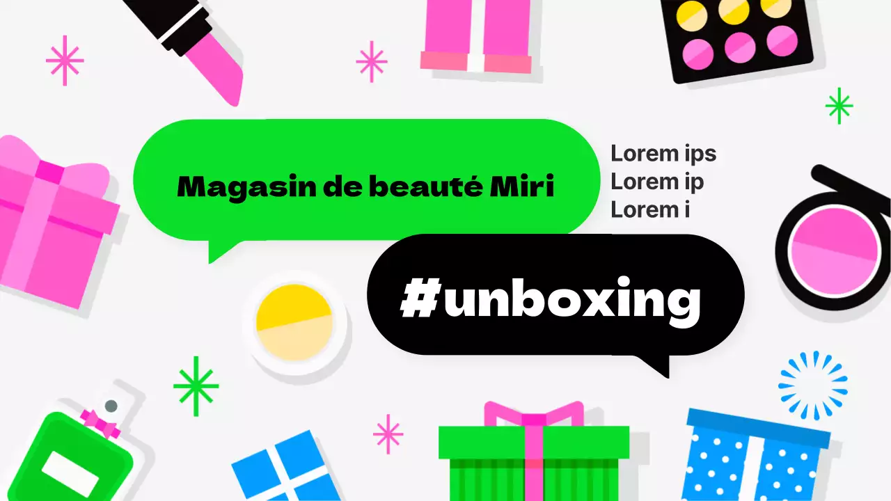 Promouvoir l'unboxing de beauté vert vif et rose