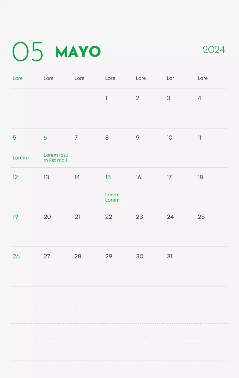 Un calendario con la imagen de un cachorro y un bonito mensaje en tonos verdes.