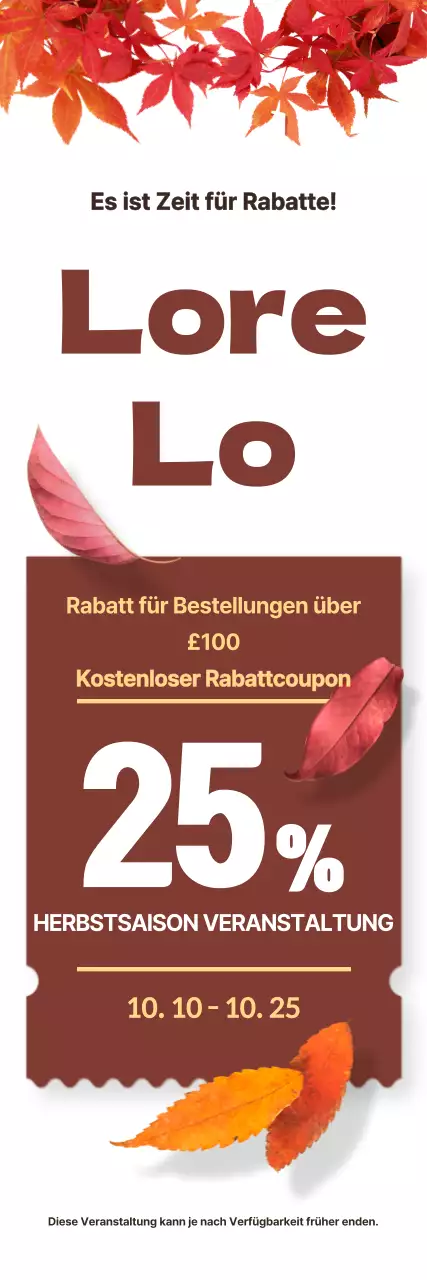 Herbstverkaufsveranstaltung mit Herbstblättern und Laub auf einem weißen Hintergrund