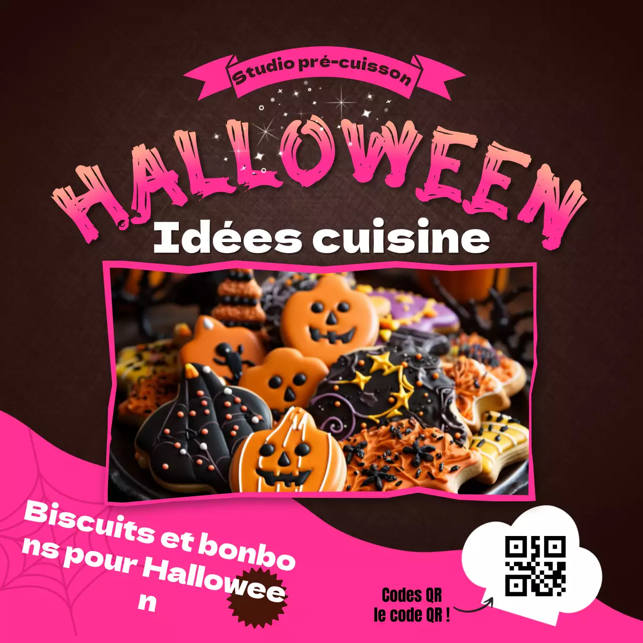 Atelier de pâtisserie avec photos en bicolore rose et marron