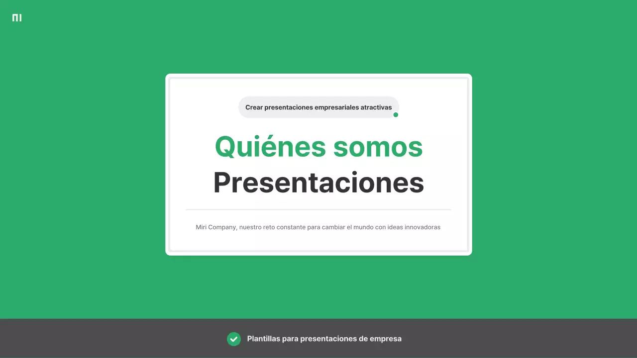 Un sencillo perfil de empresa verde y gris