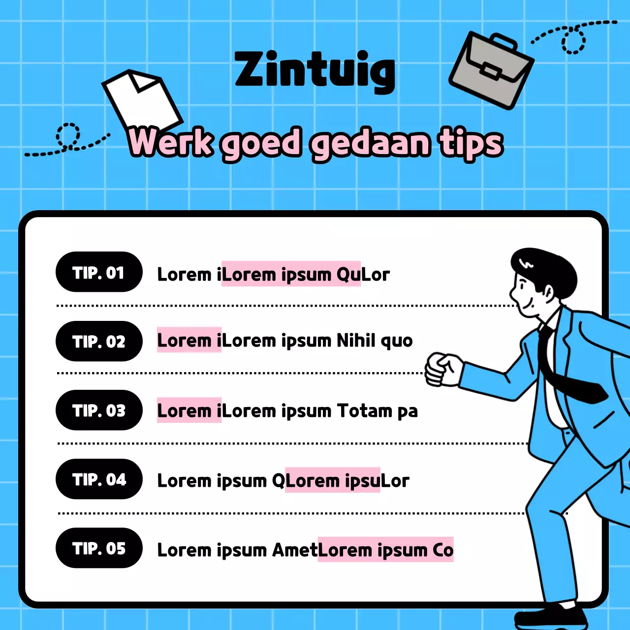 Kitscherige werkplektraining met een lichtblauwe achtergrond