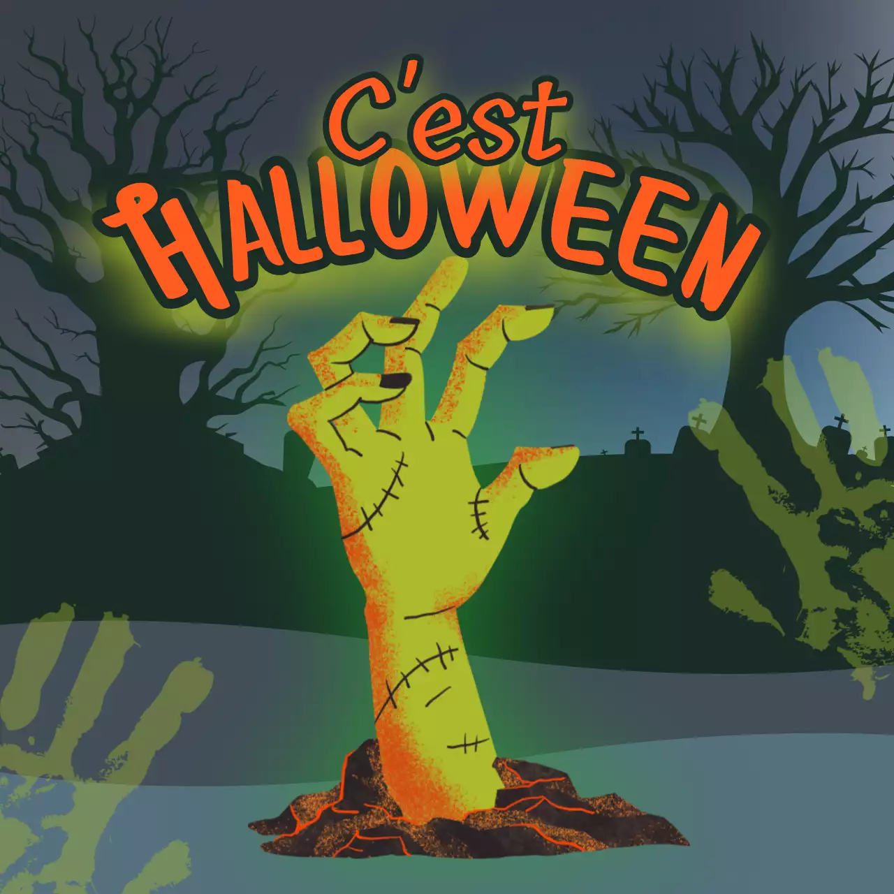 Voici le costume de science-fiction vert et orange pour Halloween