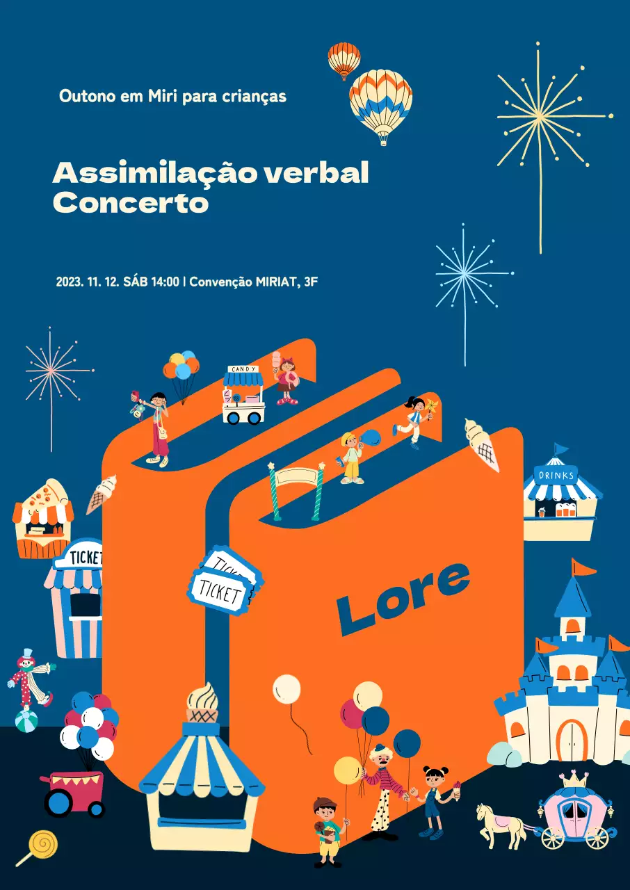 Promover concertos de livros para crianças com um conceito brilhante e alegre
