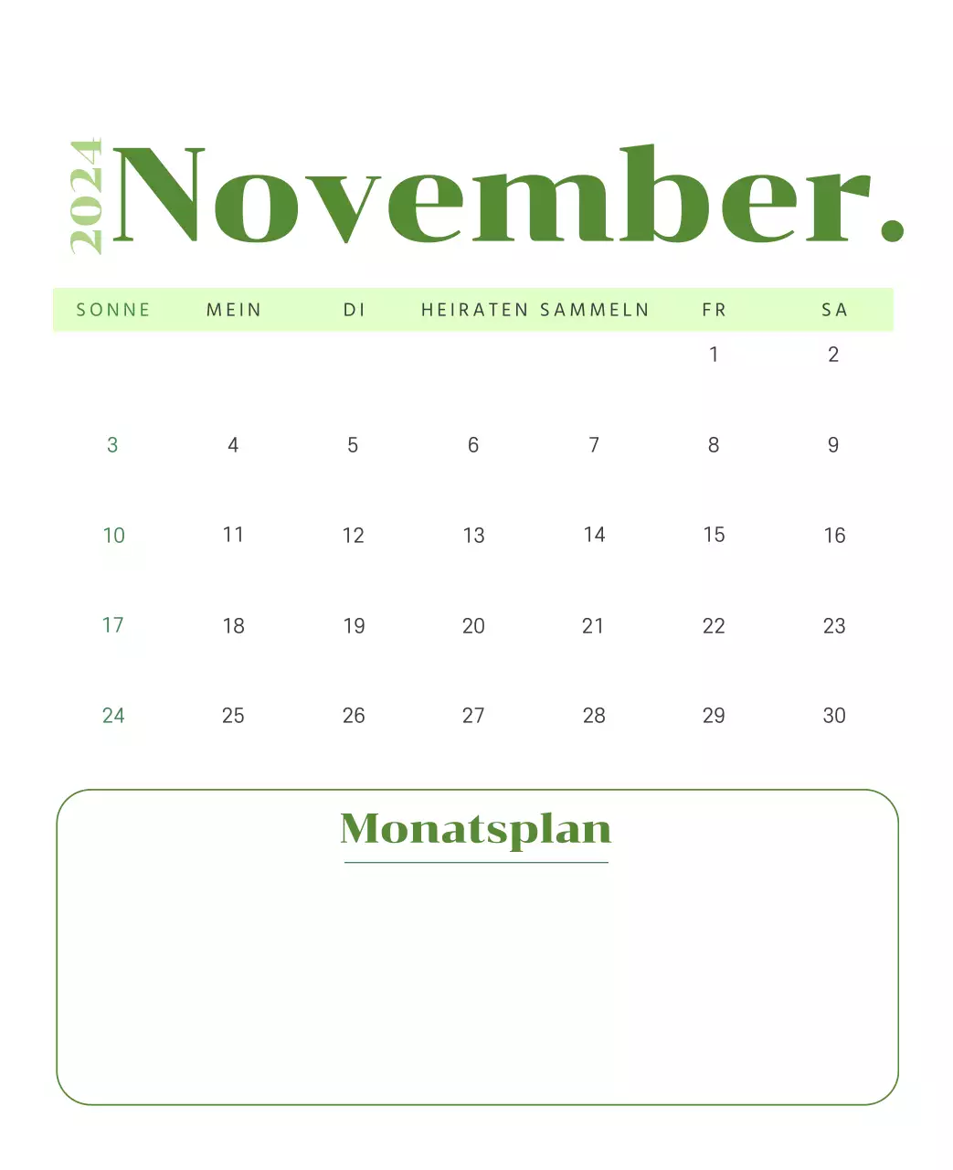 Kalender mit Jugendillustrationen auf gelbem und grünem Hintergrund