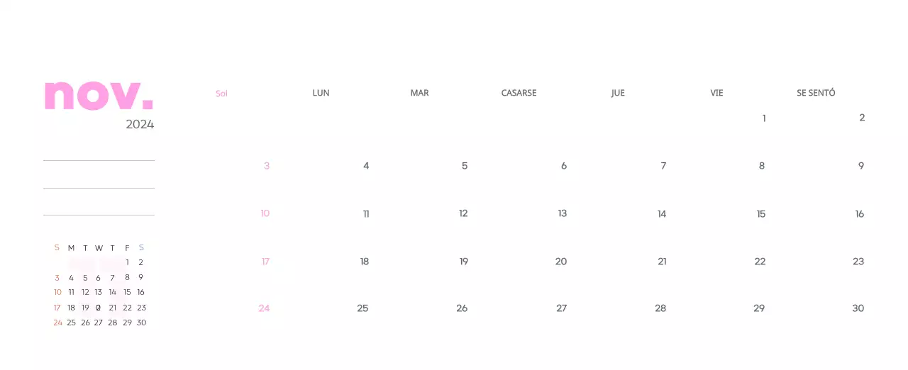 Calendario laboral con bellas ilustraciones