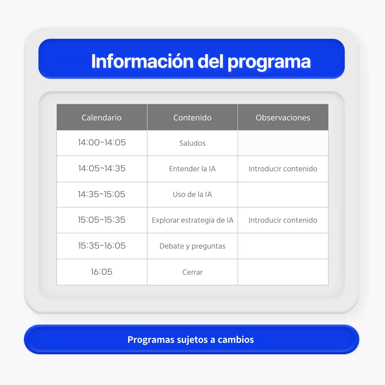 Anuncio de seminario en estilo minimalista 3D en azul y gris