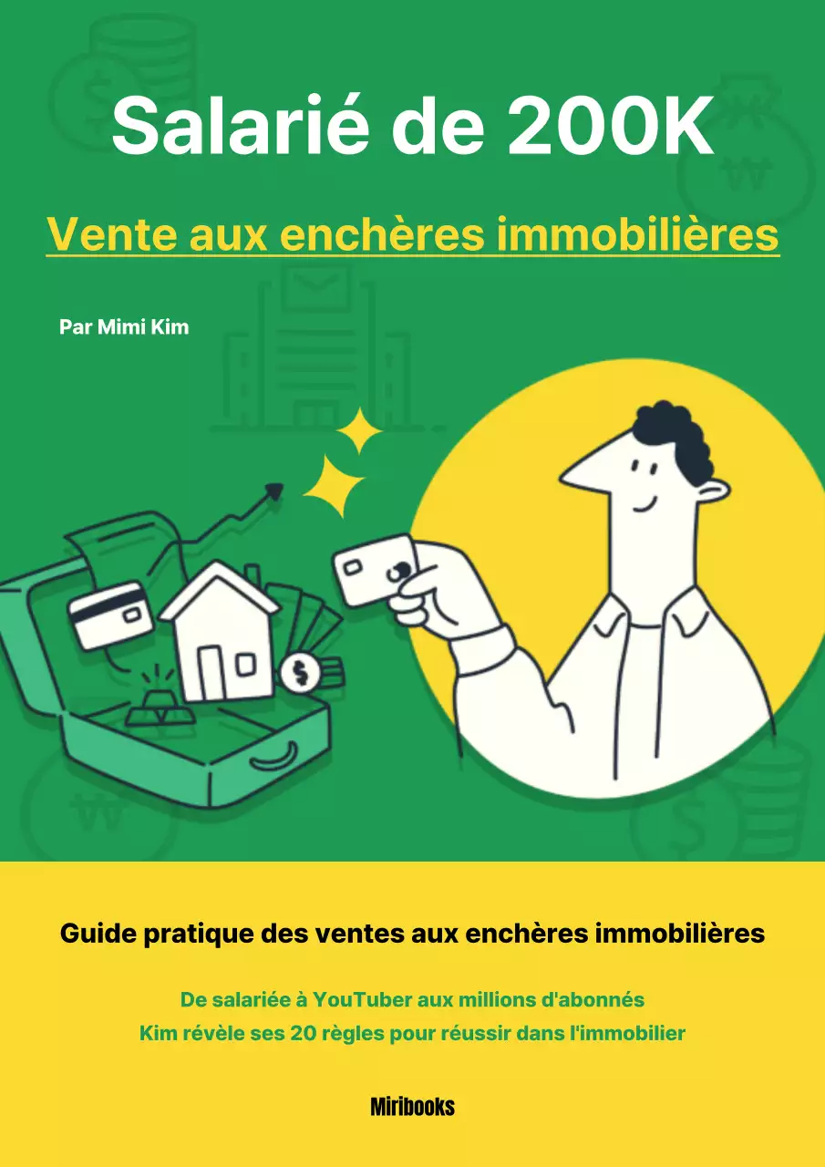 Couverture de livre de vente aux enchères immobilières kitsch en vert et jaune