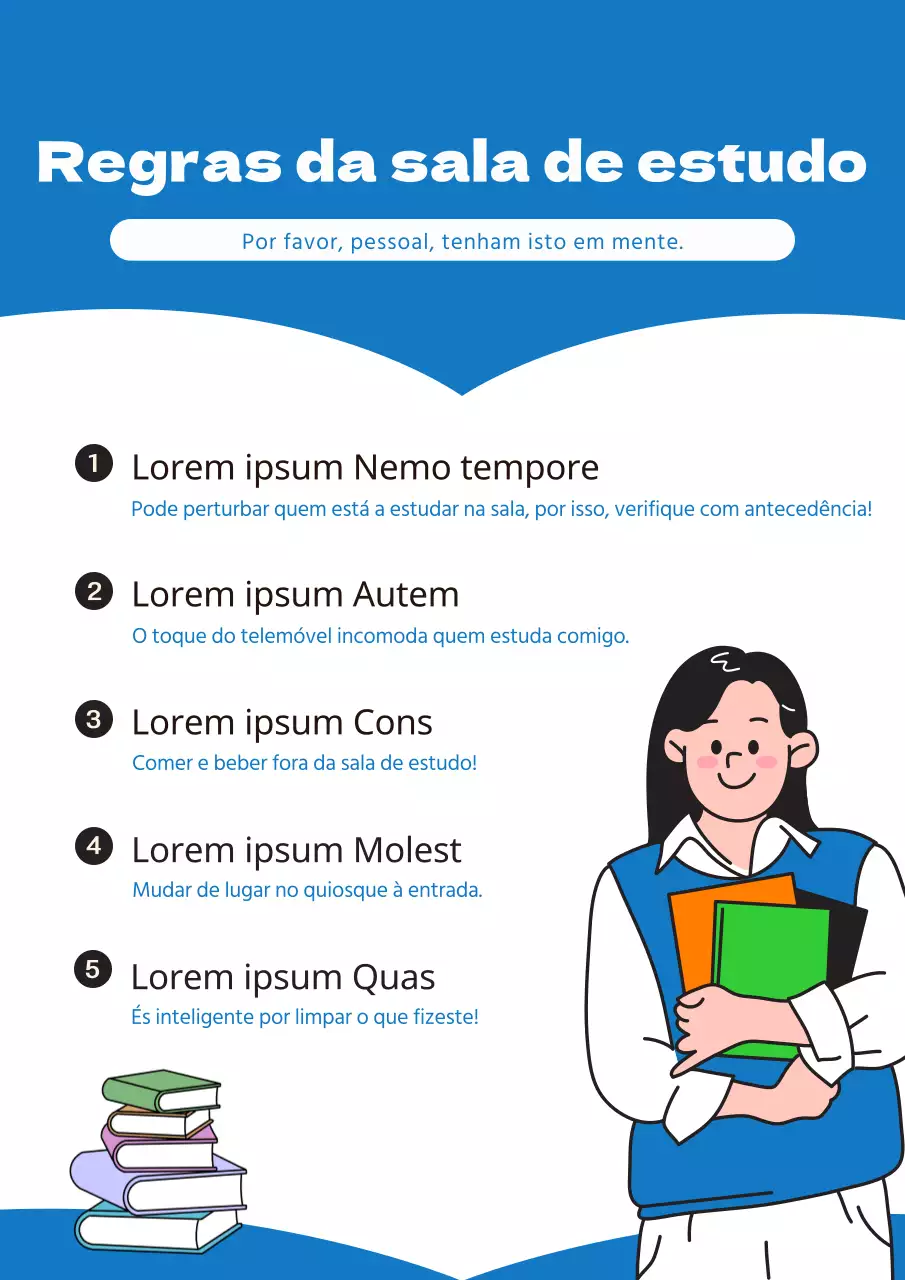 Orientações simples da Blue para a sala de estudo