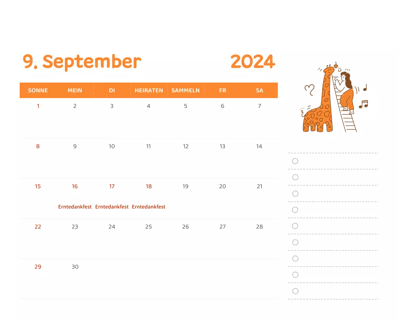 Ein Kalender mit farbenfrohen, emotionalen Illustrationen