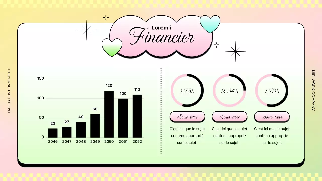 Rapports d'activité tendance en rose et jaune