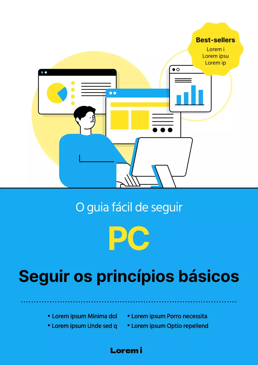 Noções básicas de informática simples em azul