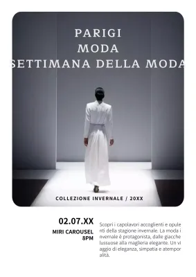 Moderna pubblicità di eventi in passerella in bianco e nero