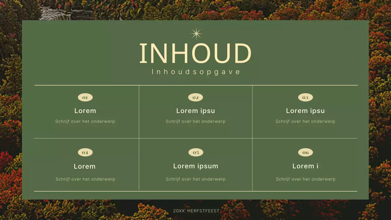 Een eenvoudige en moderne herfstfeestplanner in groen en beige