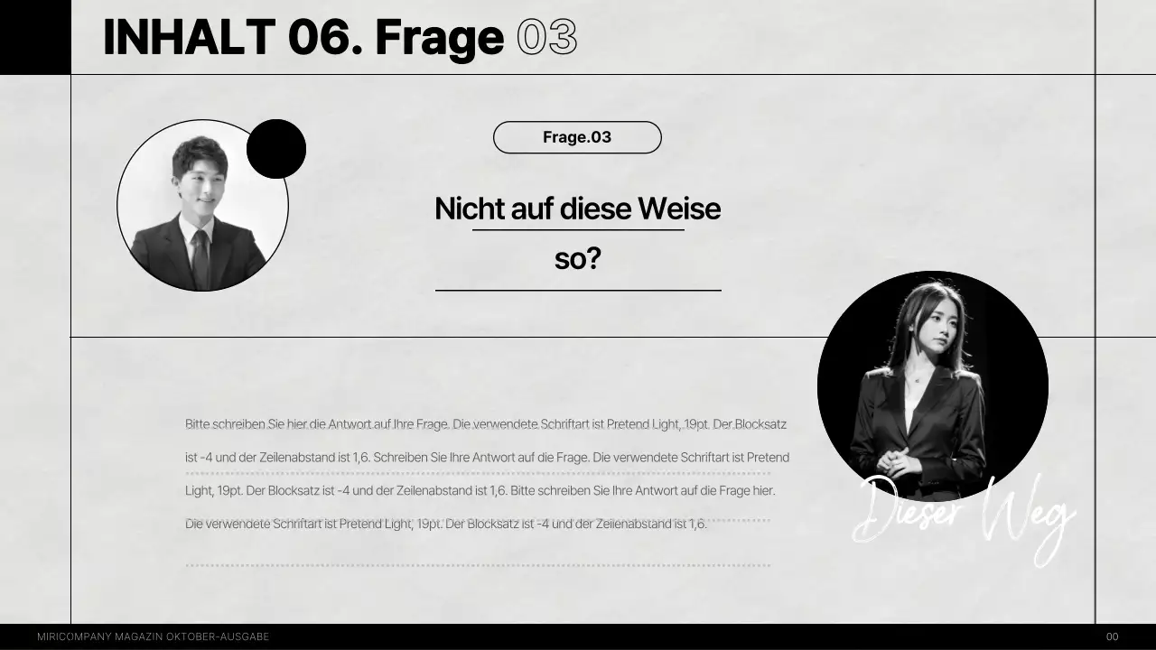 Ein modernes internes Interview-Magazin in schwarz-weiß