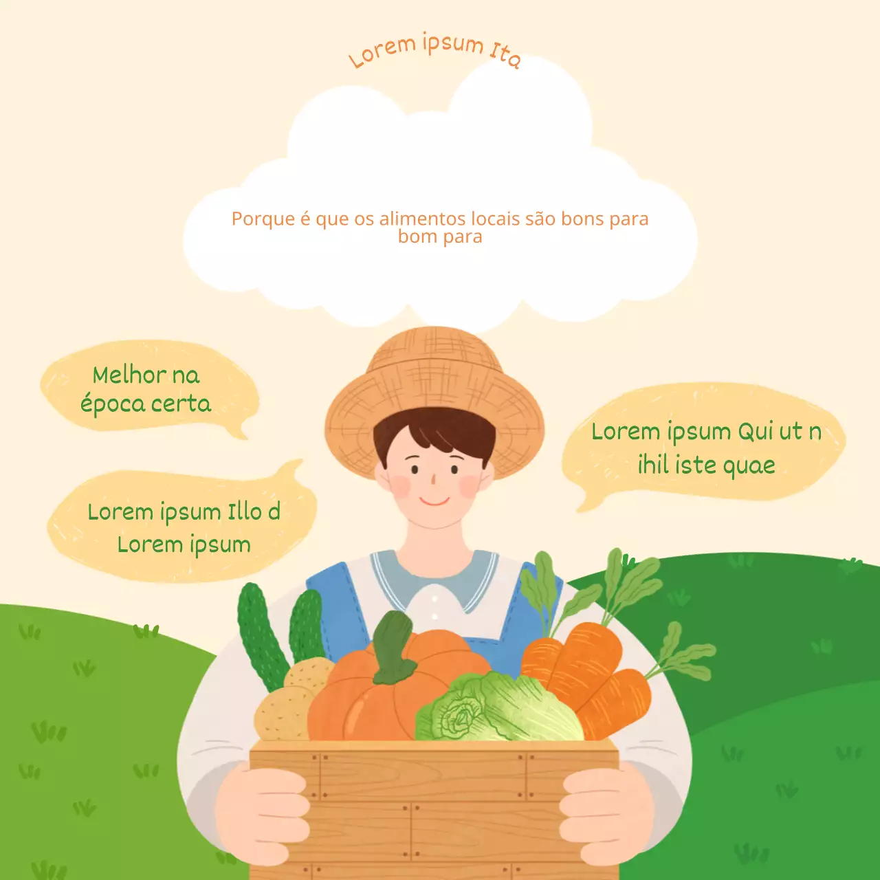 Ilustração abstrata de um agricultor quente Localfoods