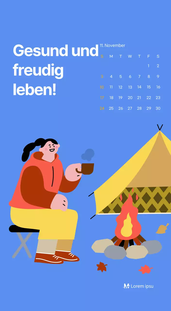 Motivationskalender mit energiegeladenen Illustrationen und positiven Zitaten auf hellblauem Hintergrund