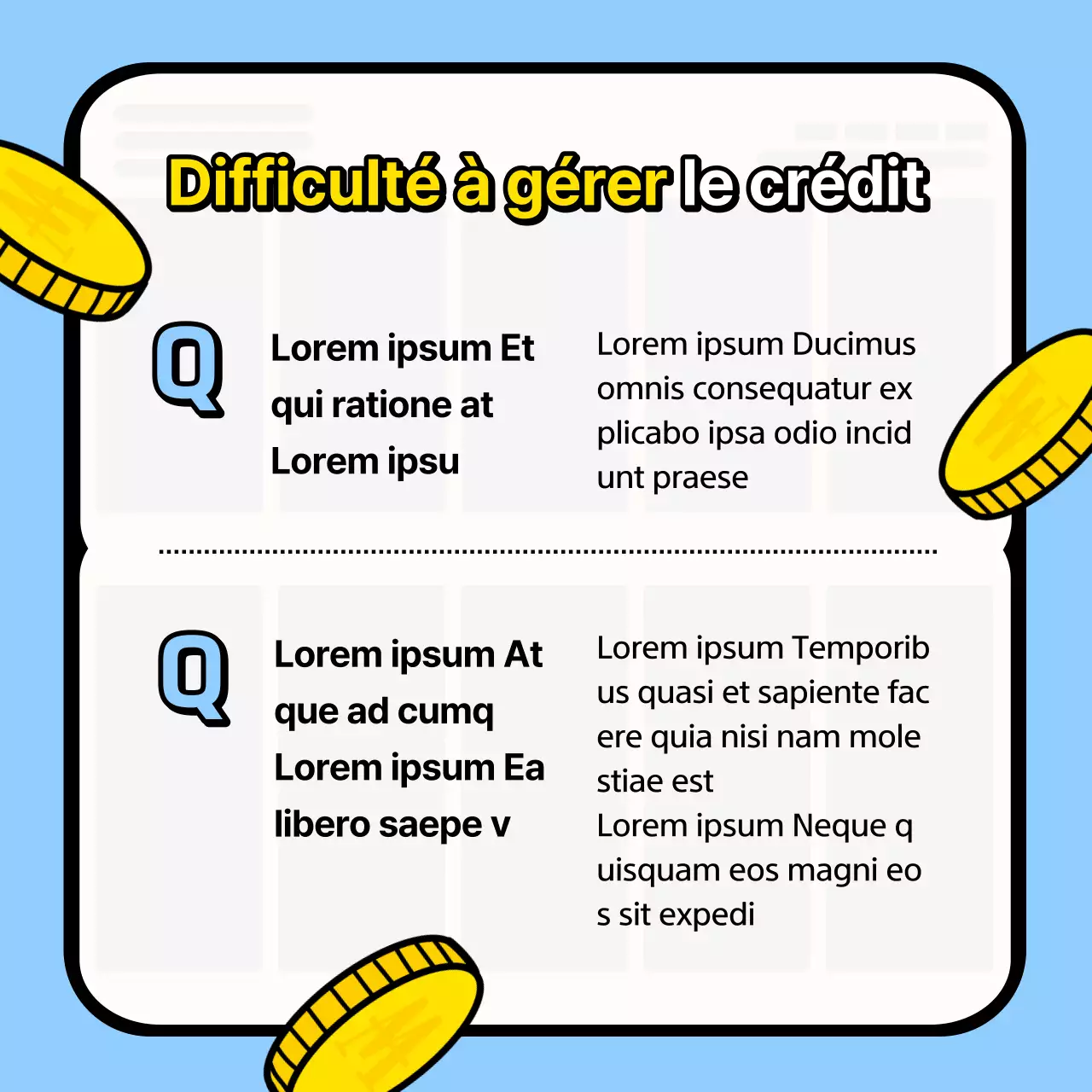 Matériel de formation à la gestion du crédit sur fond bleu clair