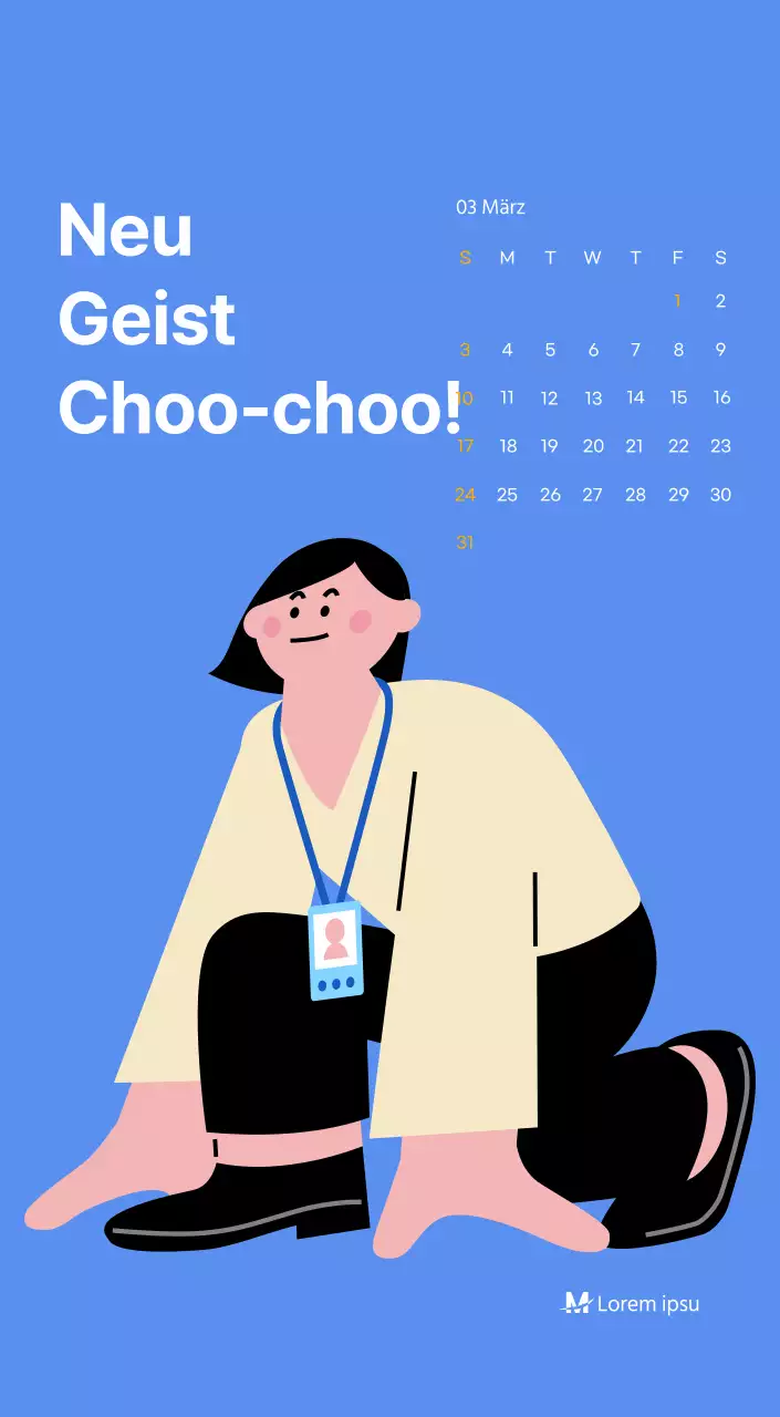 Motivationskalender mit energiegeladenen Illustrationen und positiven Zitaten auf hellblauem Hintergrund